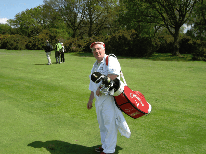 Roger Chequer on Caddy Duty for Steve King at The Trilby Tour in Oxfordshire